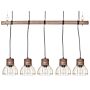 Pendant Lamp 5 Light Mango Wood Brass Metal Iron Shade Openwork Ceiling Light