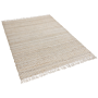 Area Rug Beige Jute And Cotton 140 X 200 Cm Fringed Hand Woven