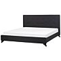 Bed Frame Black Upholstery 180 X 200 Cm Eu Super King Size 6ft Tufted Headboard Rubberwood Legs Slatted Frame