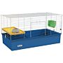 Pawhut Chinchillas Small Rabbit Guinea Pig Small Animal Cage, Pet Playhouse, With Platform, Ramp, 99 X 52 X 53cm, Blue