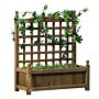 Outsunny Garden Planters With Trellis For Climbing Vines, Wood Raised Beds, Flower Pot, Brown