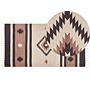 Klim Area Rug Beige And Brown Cotton 80 X 150 Cm Cut Shuttle Handwoven Floor Wall Rug Geometric Reversible Pattern Tassels