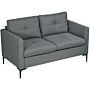 Homcom 133cm Loveseat Sofa, Modern Fabric Couch With Steel Legs, Upholstered 2 Seater Sofa, Dark Grey