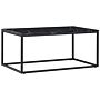 Coffee Table Black Marble Effect Metal Legs 100 X 60 Cm Rectangular Industrial