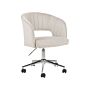 Office Swivel Chair Beige Velvet Height Adjustable Full Swivel Button Tufted Backrest