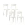 Set Of 4 Garden Chairs White Polypropylene Lightweight Weather Resistant Plastic