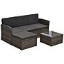 Outsunny 4-seater Outdoor Garden Rattan Furniture Set W/ Table Grey