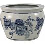 Ceramic Planter, Vintage Blue & White Magnolia Design