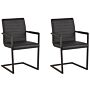 Set Of 2 Cantilever Chairs Faux Leather Black Upholstered Chairs Modern Retro Dining Room