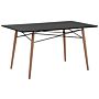 Dining Table Light Wood Black Top 140 X 80 Cm