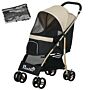 Pawhut Oxfoad Pet Stroller For Small Minature Dogs With Rain Cover Dark Khaki