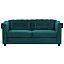 Chesterfield Sofa Bed Green Velvet Fabric Upholstery Dark Wood Legs 3 Seater With Mattress Cushions Contemporary Beliani