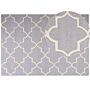 Rug Grey Wool 160 X 230 Cm Trellis Quatrefoil Pattern Hand Tufted Oriental Moroccan Clover