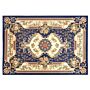 Area Rug Carpet Blue White Polyester Fabric Floral Victorian Pattern Rubber Coated Bottom 140 X 200 Cm