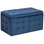 Ottoman Dark Blue Velvet Tufted Upholstery Bedroom Bench With Storage