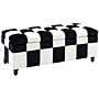 Homcom 114 X 47 X 47cm Velvet Storage Ottoman, Button-tufted Footstool Box, Toy Chest With Lid, White And Black