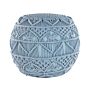 Knitted Pouffe Blue Cotton Chunky Crochet Round Braided Footstool