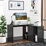 Homcom Modern L-shaped Computer Desk, Laptop Pc Corner Table, Home Office Workstation With Spacious Storage, Black