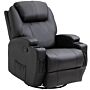 Homcom Recliner Sofa Chair Pu Leather Armchair Cinema Massage Chair Swivel Nursing Gaming Chair Black