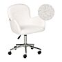 Office Swivel Chair White Boucle Height Adjustable Base Modern Home Office Beliani