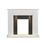 Adam Eltham Fireplace In Pure White & Black With Downlights, 45 Inch