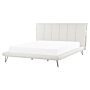 Eu King Size Bed White Faux Leather Metal Legs 5ft3 Upholstered Frame Headboard