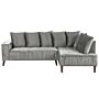 Corner Sofa Light Grey Velvet Fabric Cushions Metal Legs With Wood Finish