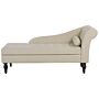 Chaise Lounge Light Beige Faux Leather Upholstery Black Legs