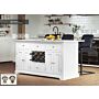 White Kitchen Island With White Marble Worktop