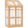 Outsunny Wooden Greenhouse, Cold Frame Grow House With Polycarbonate Semi Transparent Glazing, Openable Lid And Double Door, 70 X 50 X 120cm, Brown