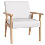 Homcom Accent Chair Wood Frame With Thick Linen Cushions Wide Seat Armchair Home Furniture Bedroom Office Cream White