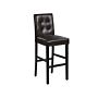 Bar Stool Brown Faux Leather Upholstery Light Wood Legs