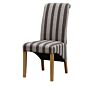 Kingsland Fabric Chair Solid Rubberwood Brown & Grey Stripe