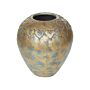 Decorative Vase Gold Blue Terracotta 33 Cm Oval Antiqued Look