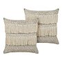 Set Of 2 Decorative Cushions Beige Cotton 45 X 45 Cm With Tassels