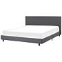 Slatted Bed Frame Grey Polyester Fabric Upholstered 6ft Eu Super King Size