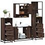 Vidaxl 4 Piece Bathroom Furniture Set Brown Oak Engineered Wood