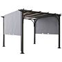 Outsunny 3 X 3(m) Garden Pergola, Outdoor Retractable Pergola Gazebo With Adjustable Canopy, Sun Shade Patio Canopy Shelter, Grey