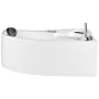 Left Corner Whirlpool Bath White Acrylic With Led Lights Hydromassage Shower Head Headrest Beliani