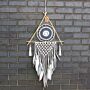 Protection Dream Catcher - Lrg Macrame Pyramid White/grey