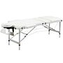 Homcom Folding Pvc Leather Massage Table Aluminium Frame W/ Headrest Armrests Padding Handle Carry Bag Adjustable Height 3-way Tri-fold White