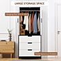 Homcom 2 Door Wardrobe, Modern Wardrobe With 3 Drawers And Hanging Rod, White