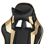 Gaming Chair Black And Gold Pu Leather Swivel Adjustable Height