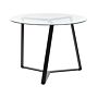 Dining Table Black Metal Legs Round Tempered Glass Top 100 Cm Capacity 4 People