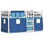 Vidaxl Bunk Bed With Curtains Blue 90x200 Cm Solid Wood Pine