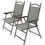 Outsunny 2 Pieces Folding Patio Camping Chairs Set, Sports Chairs For Adults With Armrest, Mesh Fabric Seat For Lawn