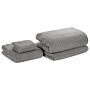 Set Of 4 Towels Grey Cotton Low Twist Guest Hand Bath Towels And Bath Sheet