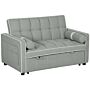 Homcom Two-seater Linen-look Sofa Bed - Light Grey