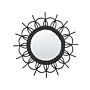 Wall Mirror Black Rattan Frame Ø 60 Cm Modern Sunburst Design Hanging Living Room Decoration