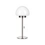 Table Lamp Silver Metal Base Glass Shade Pull Switch Minimalistic Style Home Office Light